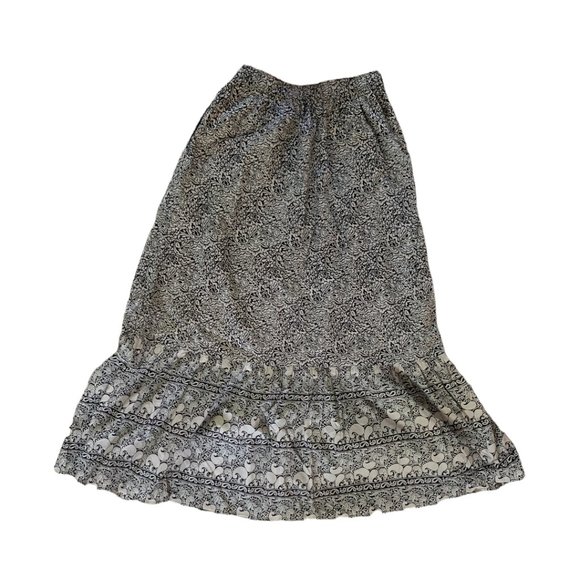 Uniqlo Anna Sui tiered long skirt, Ivory base floral print, Size XS - Picture 1 of 7